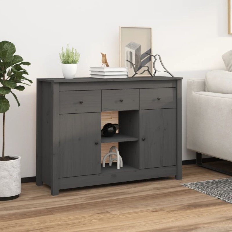 vidaXL Aparador de madera maciza de pino gris 100x35x74,5 cm vidaXL Aparador de madera maciza de pino gris 100x35x74,5 cm