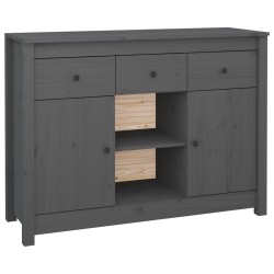 vidaXL Aparador de madera maciza de pino gris 100x35x74,5 cm