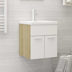 vidaXL Mueble con lavabo madera de ingeniería blanco y roble Sonoma