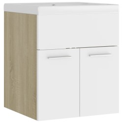 vidaXL Mueble con lavabo madera de ingeniería blanco y roble Sonoma