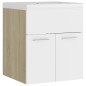 vidaXL Mueble con lavabo madera de ingeniería blanco y roble Sonoma vidaXL Mueble con lavabo madera de ingeniería blanco y roble Sonoma