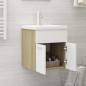 vidaXL Mueble con lavabo madera de ingeniería blanco y roble Sonoma vidaXL Mueble con lavabo madera de ingeniería blanco y roble Sonoma