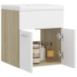 vidaXL Mueble con lavabo madera de ingeniería blanco y roble Sonoma vidaXL Mueble con lavabo madera de ingeniería blanco y roble Sonoma