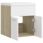 vidaXL Mueble con lavabo madera de ingeniería blanco y roble Sonoma vidaXL Mueble con lavabo madera de ingeniería blanco y roble Sonoma