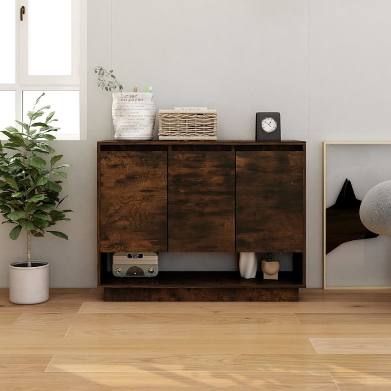 vidaXL Aparador de madera de ingeniería roble ahumado 97x31x75 cm vidaXL Aparador de madera de ingeniería roble ahumado 97x31x75 cm