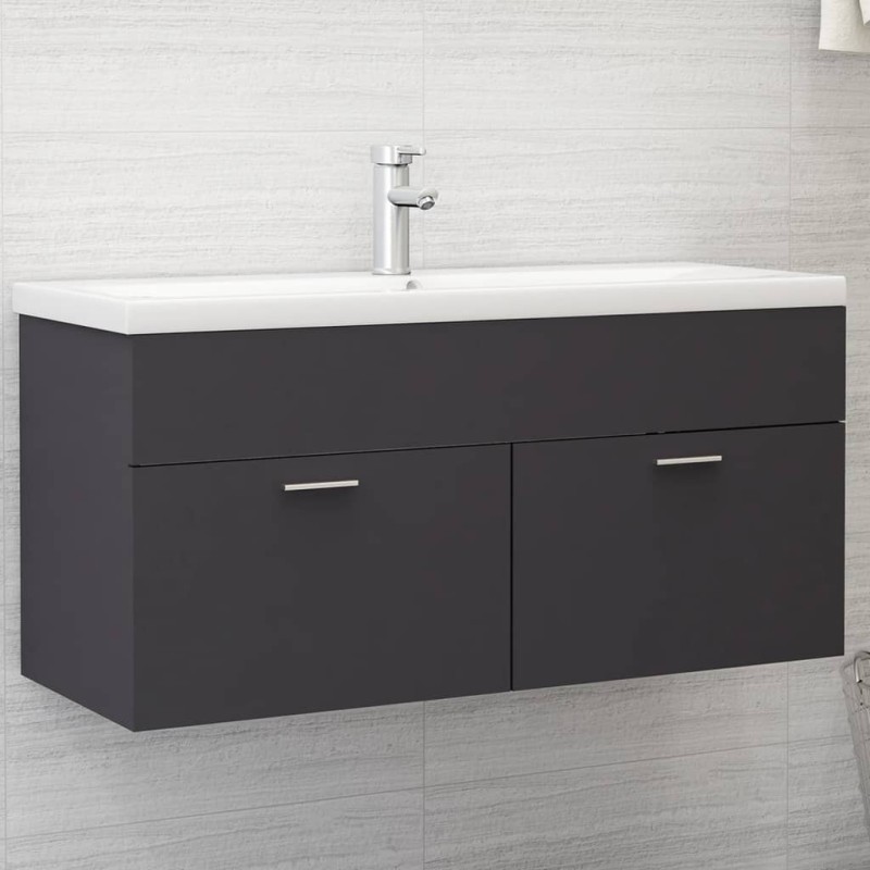vidaXL Mueble con lavabo madera de ingeniería gris vidaXL Mueble con lavabo madera de ingeniería gris