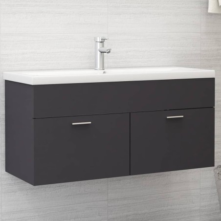 vidaXL Mueble con lavabo madera de ingeniería gris