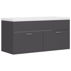 vidaXL Mueble con lavabo madera de ingeniería gris