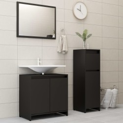 vidaXL Juego de muebles de baño 3 pzas madera de ingeniería negro