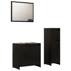 vidaXL Juego de muebles de baño 3 pzas madera de ingeniería negro