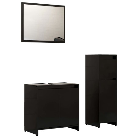 vidaXL Juego de muebles de baño 3 pzas madera de ingeniería negro