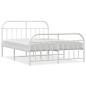vidaXL Estructura cama metal con cabecero y estribo blanco 160x200 cm vidaXL Estructura cama metal con cabecero y estribo blanco 160x200 cm