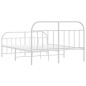 vidaXL Estructura cama metal con cabecero y estribo blanco 160x200 cm vidaXL Estructura cama metal con cabecero y estribo blanco 160x200 cm