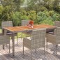 vidaXL Mesa de jardín superficie de madera ratán PE gris 190x90x75 cm