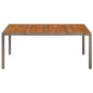 vidaXL Mesa de jardín superficie de madera ratán PE gris 190x90x75 cm