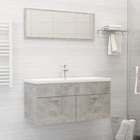vidaXL Juego de muebles de baño madera ingeniería gris hormigón