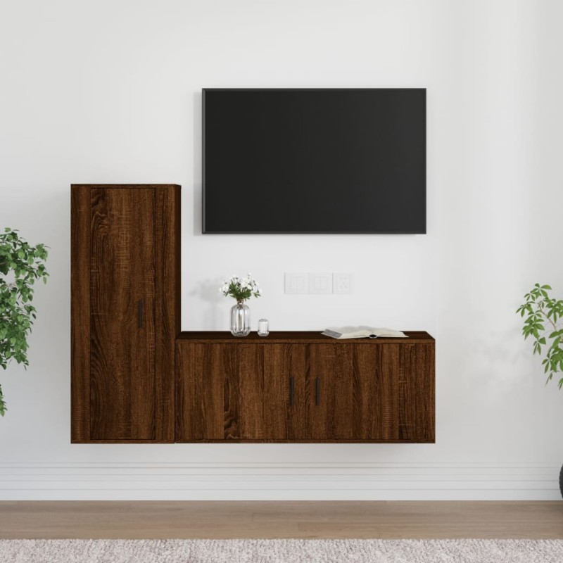vidaXL Set de muebles para TV 2 pzas madera contrachapada roble marrón vidaXL Set de muebles para TV 2 pzas madera contrachapada roble marrón
