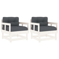 vidaXL Sillones de jardín con cojines 2 uds madera maciza pino blanco