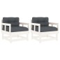 vidaXL Sillones de jardín con cojines 2 uds madera maciza pino blanco vidaXL Sillones de jardín con cojines 2 uds madera maciza pino blanco