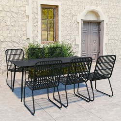 vidaXL Juego de comedor para jardín 7 piezas ratán sintético y vidrio