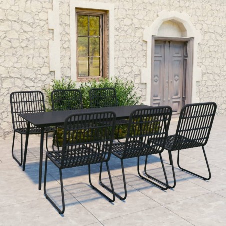 vidaXL Juego de comedor para jardín 7 piezas ratán sintético y vidrio