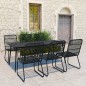 vidaXL Juego de comedor para jardín 7 piezas ratán sintético y vidrio vidaXL Juego de comedor para jardín 7 piezas ratán sintético y vidrio
