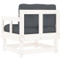 vidaXL Sillones de jardín con cojines 2 uds madera maciza pino blanco vidaXL Sillones de jardín con cojines 2 uds madera maciza pino blanco