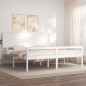 vidaXL Cama matrimonio personas mayores cabecero madera maciza blanco vidaXL Cama matrimonio personas mayores cabecero madera maciza blanco