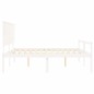 vidaXL Cama matrimonio personas mayores cabecero madera maciza blanco vidaXL Cama matrimonio personas mayores cabecero madera maciza blanco