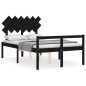 vidaXL Cama para personas mayores con cabecero madera maciza negro vidaXL Cama para personas mayores con cabecero madera maciza negro