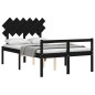vidaXL Cama para personas mayores con cabecero madera maciza negro vidaXL Cama para personas mayores con cabecero madera maciza negro
