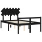vidaXL Cama para personas mayores con cabecero madera maciza negro vidaXL Cama para personas mayores con cabecero madera maciza negro