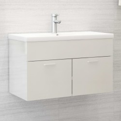 vidaXL Mueble con lavabo madera de ingeniería blanco brillante