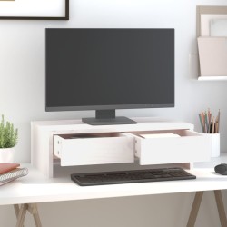 vidaXL Soporte de monitor madera maciza de pino blanco 50x27x15 cm
