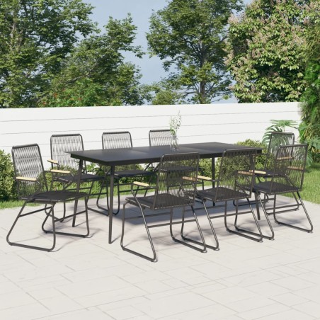 vidaXL Juego de comedor de jardín 9 piezas ratán PVC negro