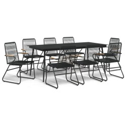 vidaXL Juego de comedor de jardín 9 piezas ratán PVC negro