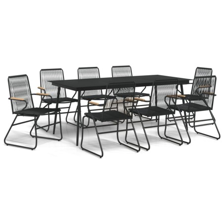 vidaXL Juego de comedor de jardín 9 piezas ratán PVC negro