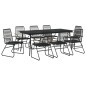 vidaXL Juego de comedor de jardín 9 piezas ratán PVC negro vidaXL Juego de comedor de jardín 9 piezas ratán PVC negro