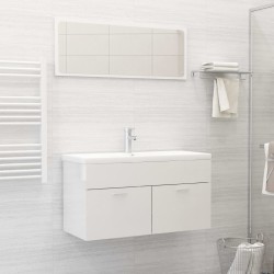 vidaXL Juego de muebles de baño madera de ingeniería blanco brillo