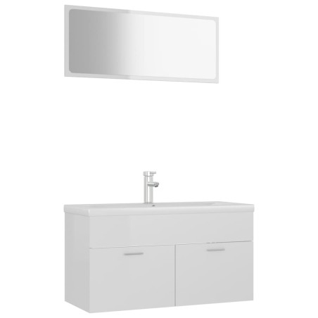vidaXL Juego de muebles de baño madera de ingeniería blanco brillo