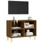 vidaXL Mueble de TV patas de madera maciza marrón roble 69,5x30x50 cm vidaXL Mueble de TV patas de madera maciza marrón roble 69,5x30x50 cm