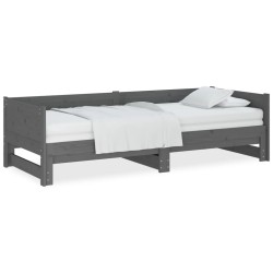 vidaXL Sofá cama extraíble madera maciza de pino gris 2x(80x200) cm