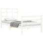 vidaXL Estructura de cama con cabecero madera maciza blanco 100x200 cm vidaXL Estructura de cama con cabecero madera maciza blanco 100x200 cm