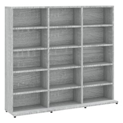 vidaXL Estantería para CDs madera contrachapada gris 102x23x89,5 cm