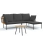 vidaXL Set muebles jardín 3 pzas y cojines gris oscuro ratán sintético