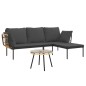 vidaXL Set muebles jardín 3 pzas y cojines gris oscuro ratán sintético