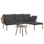 vidaXL Set muebles jardín 3 pzas y cojines gris oscuro ratán sintético
