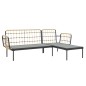 vidaXL Set muebles jardín 3 pzas y cojines gris oscuro ratán sintético