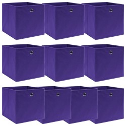 vidaXL Cajas de almacenaje 10 uds tela morado 32x32x32 cm