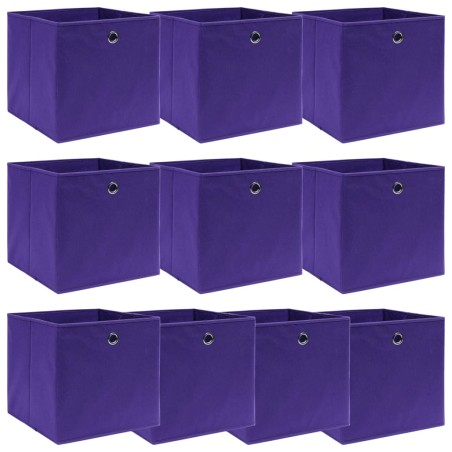 vidaXL Cajas de almacenaje 10 uds tela morado 32x32x32 cm